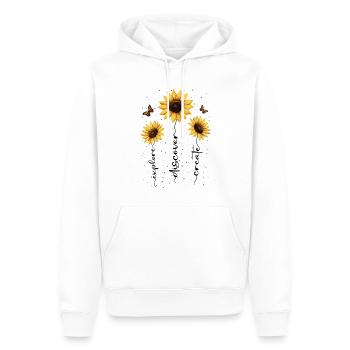 Fleurs d’été Fleur Inspiration Dicton de motivation - Sweat à capuche Premium bio Homme - blanc - Devant - Nico (187cm)