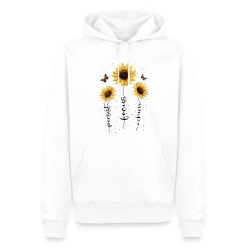 Fleurs d’été Fleur Inspiration Dicton de motivation - Sweat à capuche Premium bio Homme - blanc - Devant - Nico (187cm)