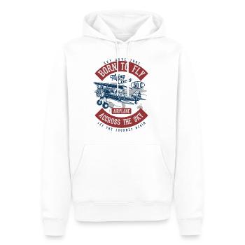 AVENTURE SKY - Vintage - Rétro avion shirt - Sweat à capuche Premium bio Homme - blanc - Devant - Nico (187cm)