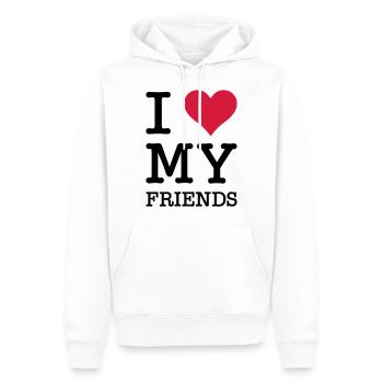 J'aime mes amis - Sweat à capuche Premium bio Homme - blanc - Devant - Nico (187cm)
