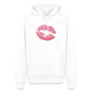 Kiss Kiss / Kuss / Kussmund / Lippen / Geschenk - Männer Premium Bio Hoodie - Weiß - Vorne - Nico (187cm)