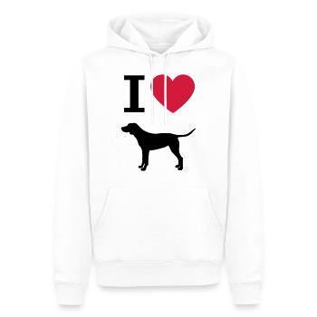 Ich liebe Hunde, Deutsch Kurzhaar Herz Silhouette - Männer Premium Bio Hoodie - Weiß - Vorne - Nico (187cm)