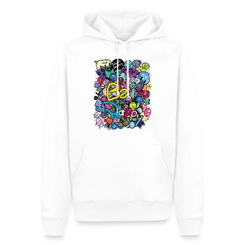 Be happy doodle monster - Men’s Premium Organic Hoodie - white - Front - Nico (187cm)