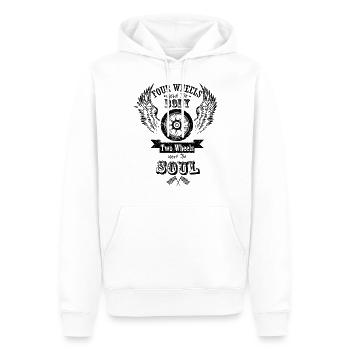 Quatre roues déplacent votre corps, deux votre âme - Sweat à capuche Premium bio Homme - blanc - Devant - Nico (187cm)