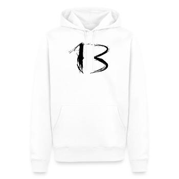 Zahl 13 Lieblingszahl Design Bürste Schwarz neu - Männer Premium Bio Hoodie - Weiß - Vorne - Nico (187cm)