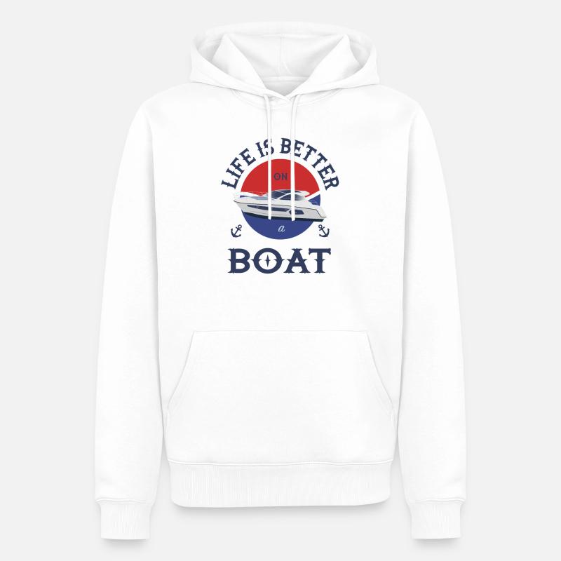 Boot Life is better - Männer Premium Bio Hoodie - Weiß
