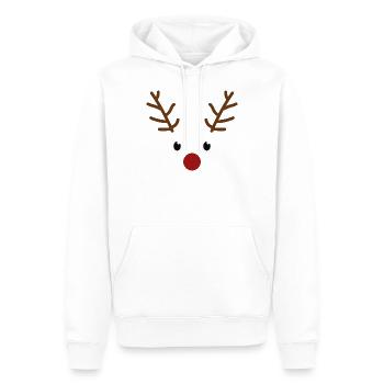 Weihnachts Rentier Gesicht mit roter Nase - Männer Premium Bio Hoodie - Weiß - Vorne - Nico (187cm)