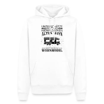 Womo Camping, old man camper camping pension - Men’s Premium Organic Hoodie - white - Front - Nico (187cm)