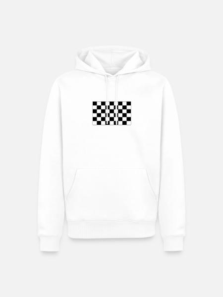 Checkered flag chess pattern black white gift - Men’s Premium Organic Hoodie - white