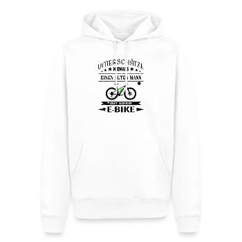 Alter Mann auf E Bike Rentner Spruch Lustig - Männer Premium Bio Hoodie - Weiß - Vorne - Nico (187cm)