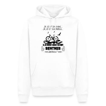 Von Ebike Rentner überholt - Fahrrad Rente Spruch - Männer Premium Bio Hoodie - Weiß - Vorne - Nico (187cm)