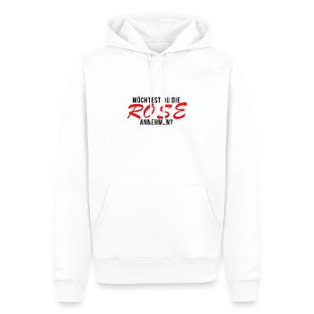 Möchtest du die Rose annehmen? - Männer Premium Bio Hoodie - Weiß - Vorne - Nico (187cm)