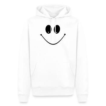 Visage souriant heureux - Sweat à capuche Premium bio Homme - blanc - Devant - Nico (187cm)