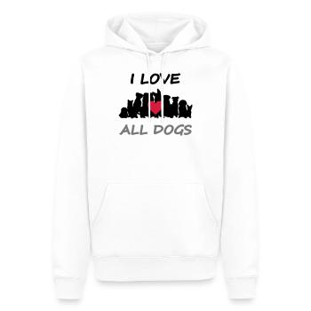 J'aime tous les chiens, chien, coeur - Sweat à capuche Premium bio Homme - blanc - Devant - Nico (187cm)