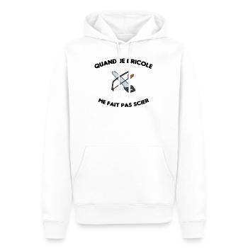 quand je bricole me fait pas scier cadeau humour - Sweat à capuche Premium bio Homme - blanc - Devant - Nico (187cm)