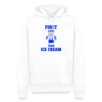 Drôle de vêtements de gym. - Sweat à capuche Premium bio Homme - blanc - Devant - Nico (187cm)