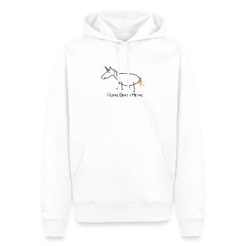 J'aime la licorne de death metal - Sweat à capuche Premium bio Homme - blanc - Devant - Nico (187cm)