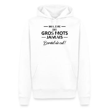 Gros mots cadeau humour - Sweat à capuche Premium bio Homme - blanc - Devant - Nico (187cm)