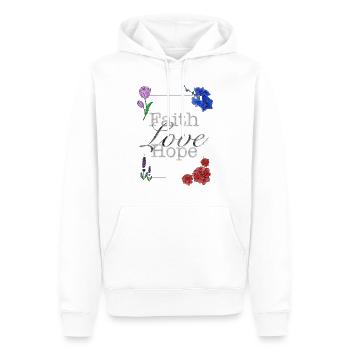 Foi Amour Espoir Fleurs Fleur Cadeau Amour - Sweat à capuche Premium bio Homme - blanc - Devant - Nico (187cm)