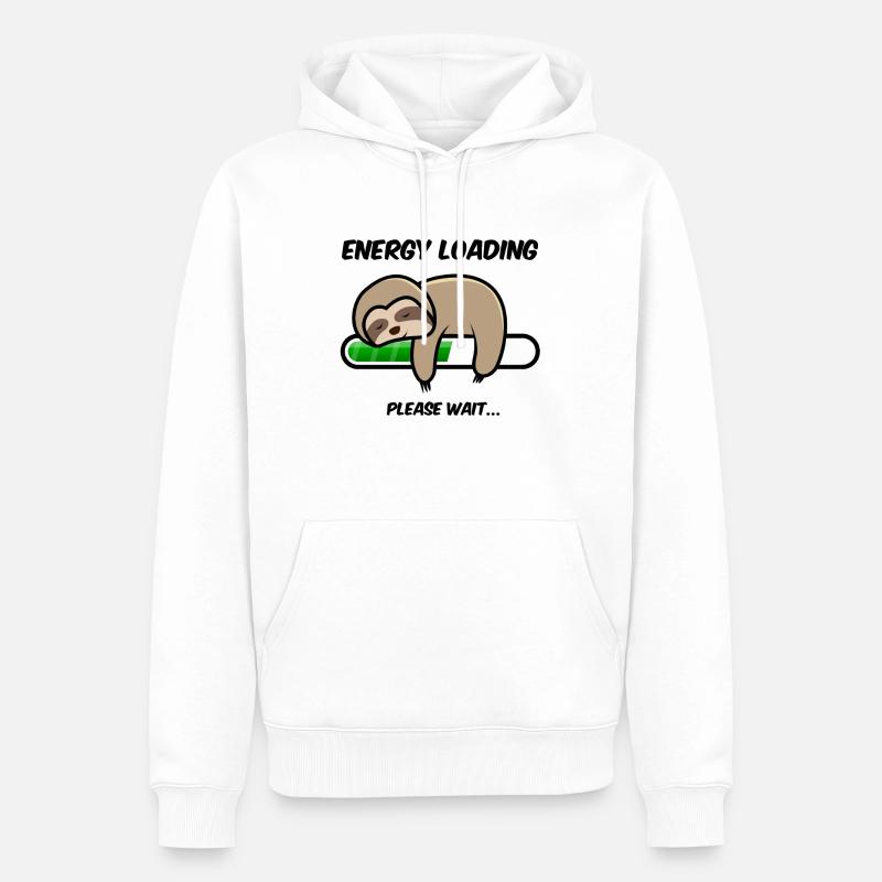 Faultier energy loading... please wait - Männer Premium Bio Hoodie - Weiß