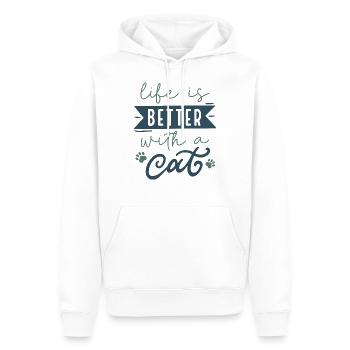 La vie est meilleure avec un chat - Sweat à capuche Premium bio Homme - blanc - Devant - Nico (187cm)