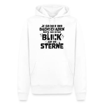 Je größer der Dachschaden - Lustige Geschenkidee - Männer Premium Bio Hoodie - Weiß - Vorne - Nico (187cm)