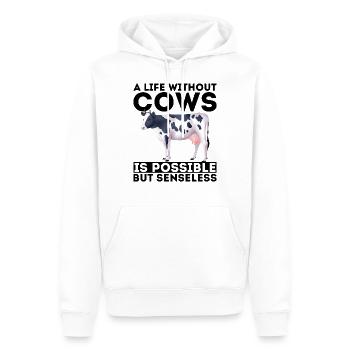 Vaches sans vaches vache agriculteur paysan - Sweat à capuche Premium bio Homme - blanc - Devant - Nico (187cm)