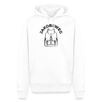 Jakobsweg - Wandern - Pilgern - Wanderer, Pilgerer - Männer Premium Bio Hoodie - Weiß - Vorne - Nico (187cm)