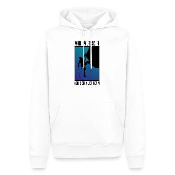 Mir Wurscht Ich geh Klettern - Klettern - Bouldern - Männer Premium Bio Hoodie - Weiß - Vorne - Nico (187cm)