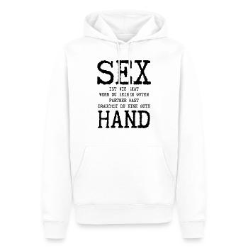 Sex ist wie Skat, keinen guten Partner, eine gute - Männer Premium Bio Hoodie - Weiß - Vorne - Nico (187cm)