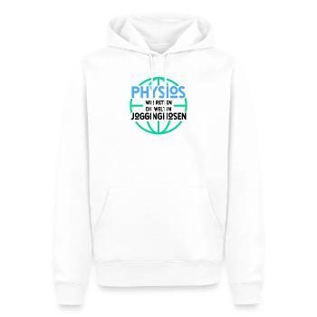 Physios wir retten die Welt in Jogginghosen - Phys - Männer Premium Bio Hoodie - Weiß - Vorne - Nico (187cm)