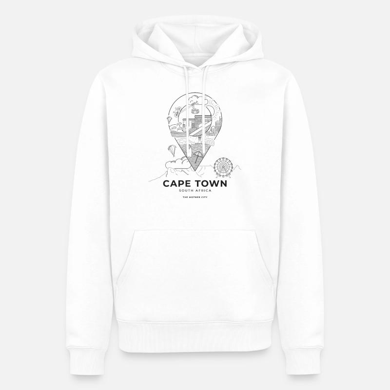 Le Cap, Afrique du Sud - Sweat à capuche Premium bio Homme - blanc
