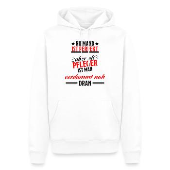 Pfleger Pflege Fun Lustiger Spruch Beruf Geschenk - Männer Premium Bio Hoodie - Weiß - Vorne - Nico (187cm)