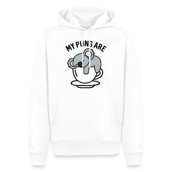 Mes jeux de mots sont du thé koala - Sweat à capuche Premium bio Homme - blanc - Devant - Nico (187cm)