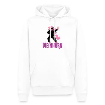 Weinhorn tanzendes schwarzes Einhorn mit Wein - Männer Premium Bio Hoodie - Weiß - Vorne - Nico (187cm)