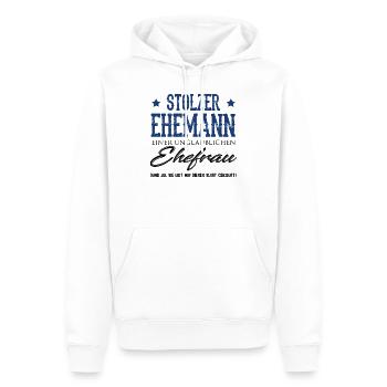 Stolzer Ehemann einer unglaublichen Ehefrau - Männer Premium Bio Hoodie - Weiß - Vorne - Nico (187cm)
