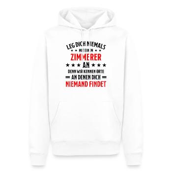 Zimmerer Lustiger Spruch Zimmermann Witz Geschenk - Männer Premium Bio Hoodie - Weiß - Vorne - Nico (187cm)