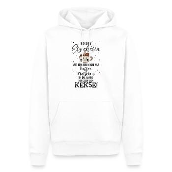 Ich bin Erzieherin, Kaffee und Klatschen, essen Ke - Männer Premium Bio Hoodie - Weiß - Vorne - Nico (187cm)