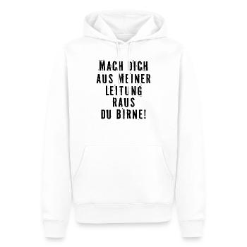 Mach dich aus meiner Leitung raus, du Birne - Männer Premium Bio Hoodie - Weiß - Vorne - Nico (187cm)