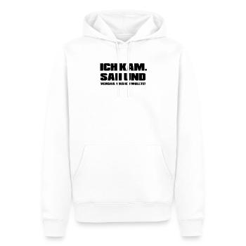 Ich kam sah und vergaß was ich wollte - Männer Premium Bio Hoodie - Weiß - Vorne - Nico (187cm)