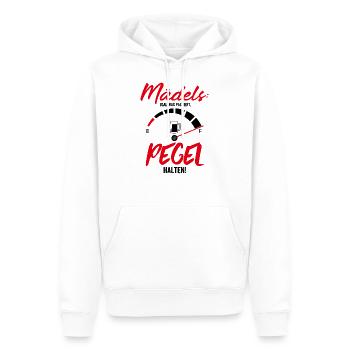 Mädels Egal was passiert Pegel halten - Männer Premium Bio Hoodie - Weiß - Vorne - Nico (187cm)