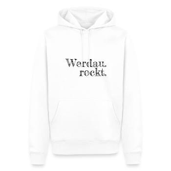 Werdau rockt - Textdesign mit Stadtnamen - Männer Premium Bio Hoodie - Weiß - Vorne - Nico (187cm)