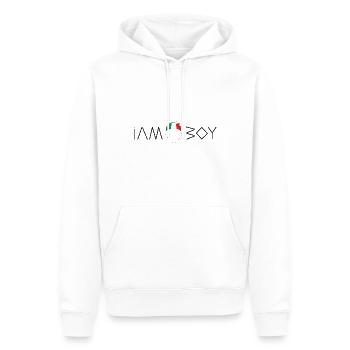 Je suis un garçon italien - Sweat à capuche Premium bio Homme - blanc - Devant - Nico (187cm)