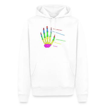 mains os anatomie humain évolution Physio - Sweat à capuche Premium bio Homme - blanc - Devant - Nico (187cm)