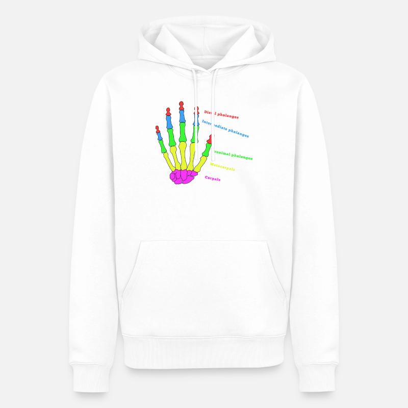 Hand Knochen Anatomie Mensch Evolution Physio - Männer Premium Bio Hoodie - Weiß