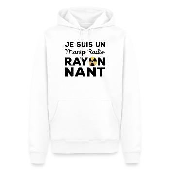 Je suis un manip radio rayonnant Humour Radiologie - Sweat à capuche Premium bio Homme - blanc - Devant - Nico (187cm)