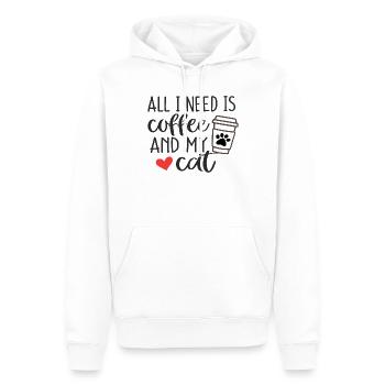 Alles, was ich brauche, ist Kaffee und meine Katze - Männer Premium Bio Hoodie - Weiß - Vorne - Nico (187cm)