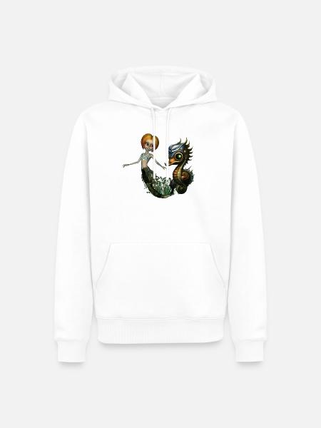Die Freundschaft der Steampunk-Meerjungfrau - Männer Premium Bio Hoodie - Weiß