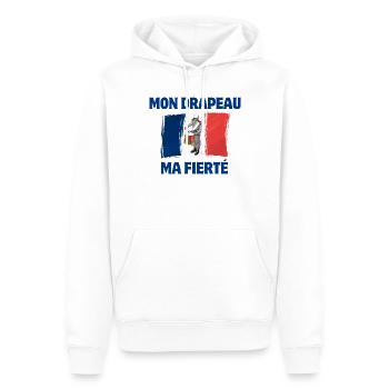 Français, drapeau Français, vive la France - Sweat à capuche Premium bio Homme - blanc - Devant - Nico (187cm)