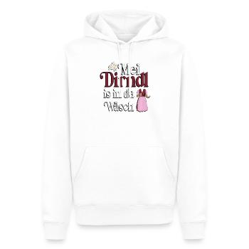 Mei Dirndl is in da Wäsch – Dialekt Humor - Männer Premium Bio Hoodie - Weiß - Vorne - Nico (187cm)